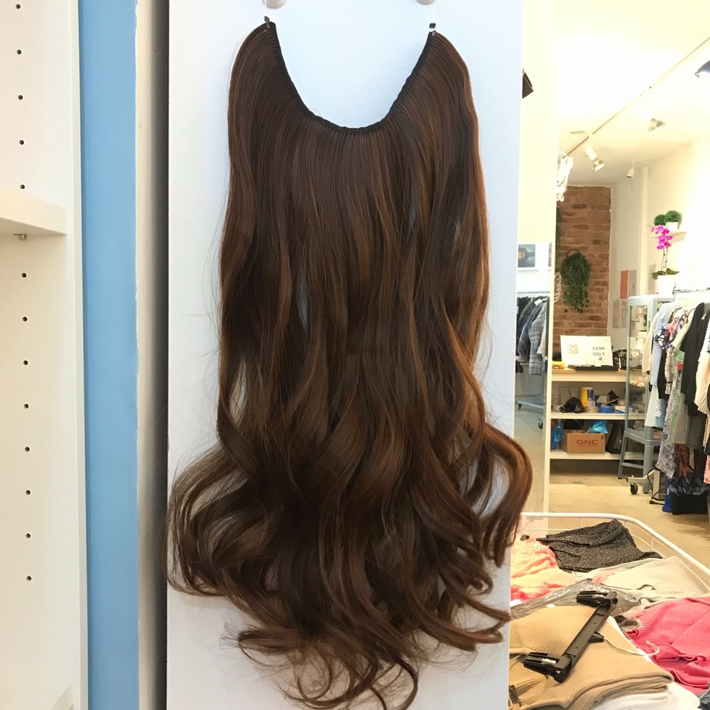 Brown color Fish line band halo hair extension
